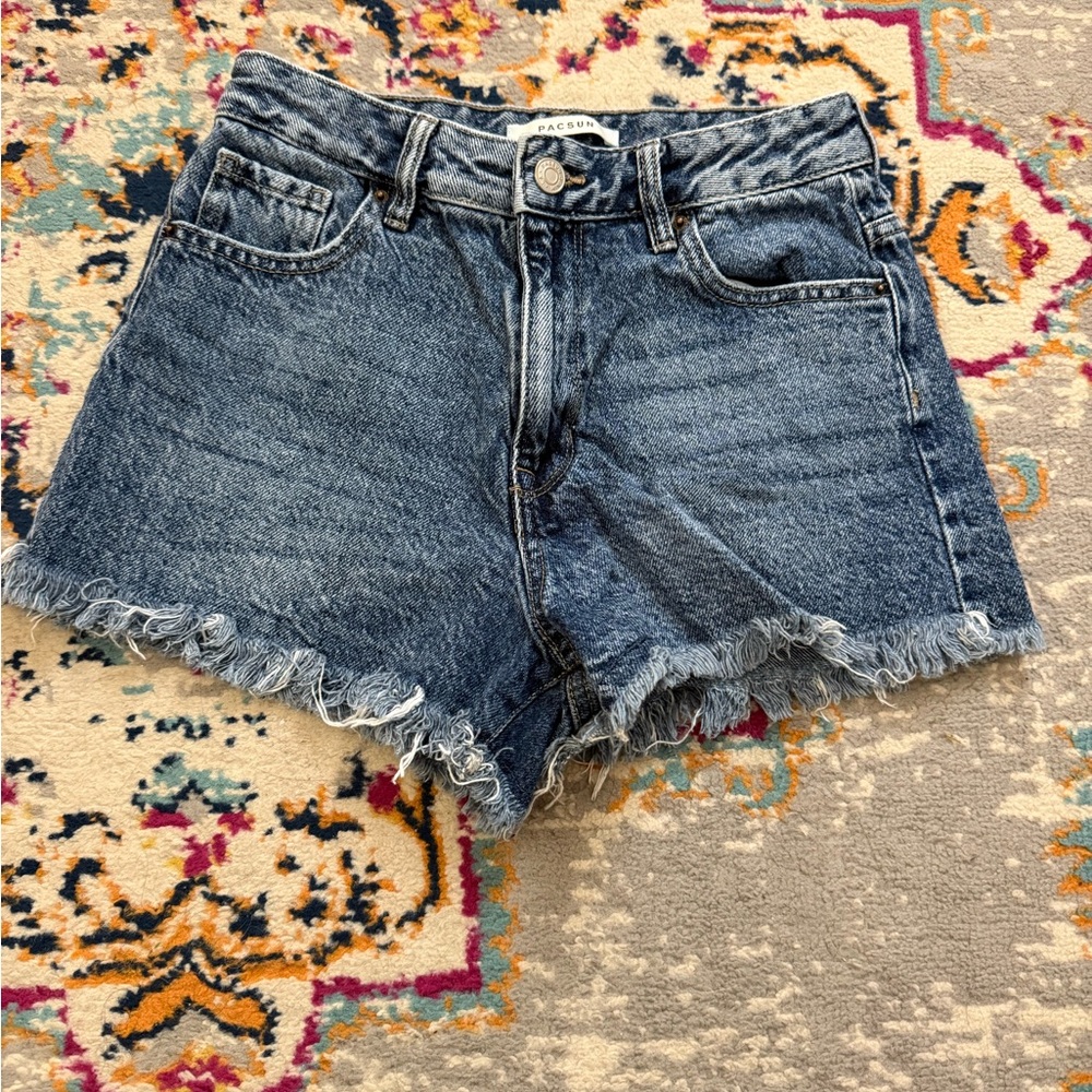 PacSun Blue Frayed Jean Shorts